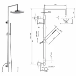 Viadurini Taps Duschsäulen-Duschsäule aus verchromtem Messing mit Bauchmuskel-Handbrause made in Italy - Selvio