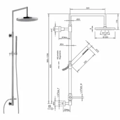Viadurini Taps Duschsäulen-Duschsäule aus verchromtem Messing mit Bauchmuskel-Handbrause made in Italy - Selvio
