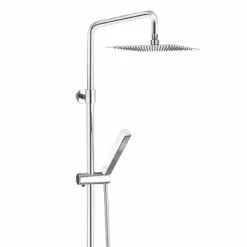 Viadurini Taps Duschsäulen-Duschsäule aus verchromtem Messing mit quadratischem Duschkopf Made in Italy - Studio