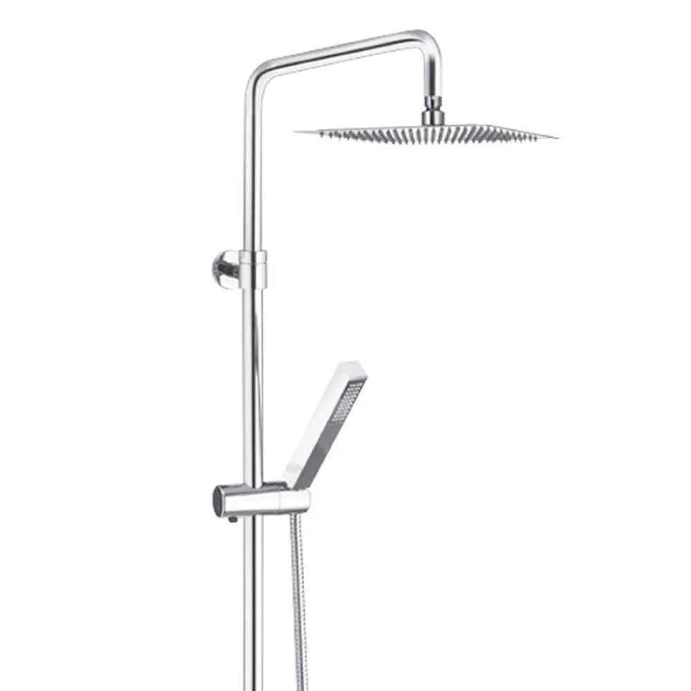 Viadurini Taps Duschsäulen-Duschsäule aus verchromtem Messing mit quadratischem Duschkopf Made in Italy - Studio