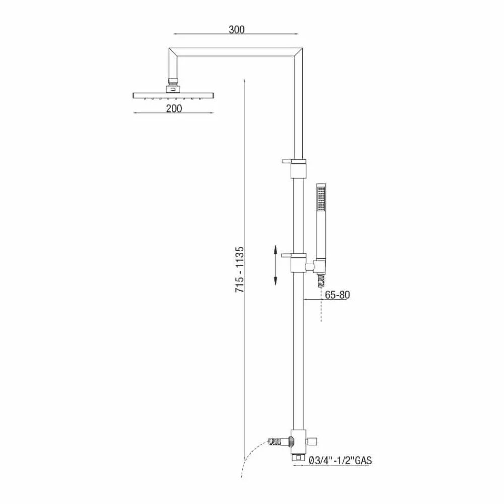 Viadurini Taps Duschsäulen-Duschsäule aus verchromtem Messing mit Duschkopf und flexiblem Schlauch Made in Italy - Cunio