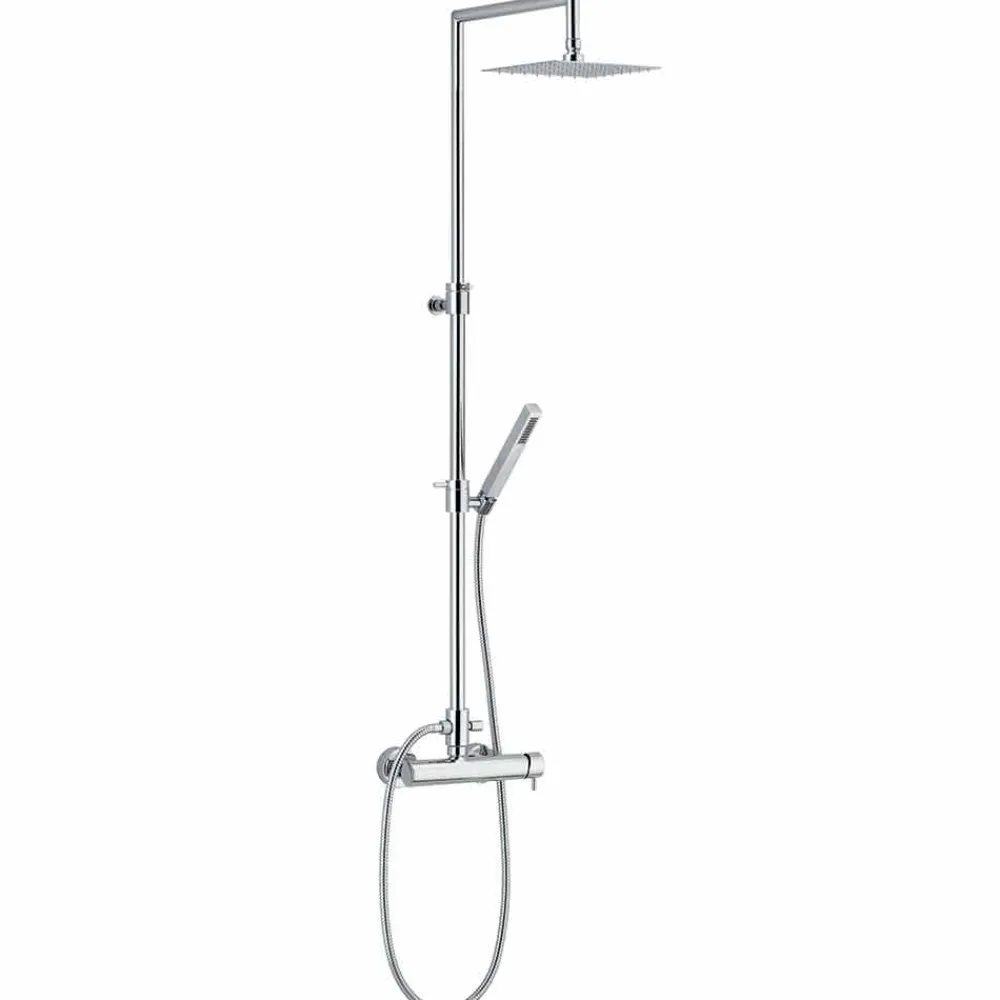 Viadurini Taps Duschsäulen-Duschsäule in quadratischem Design aus verchromtem Messing Made in Italy - Padula