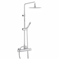 Viadurini Taps Duschsäulen-Duschsäule mit ultradünnem Duschkopf aus Stahl Made in Italy - Studio