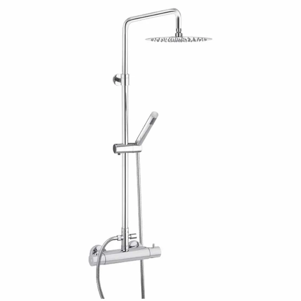 Viadurini Taps Duschsäulen-Duschsäule mit ultradünnem Duschkopf aus Stahl Made in Italy - Studio