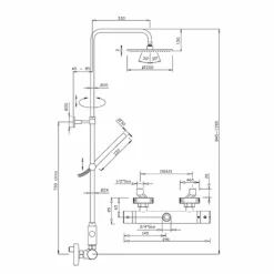 Viadurini Taps Duschsäulen-Duschsäule mit ultradünnem Duschkopf aus Stahl Made in Italy - Studio