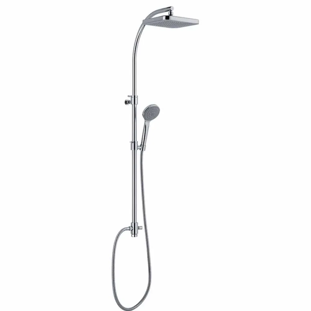 Viadurini Taps Duschsäulen-Duschsäule mit Umsteller und quadratischem Duschkopf Made in Italy - Silber