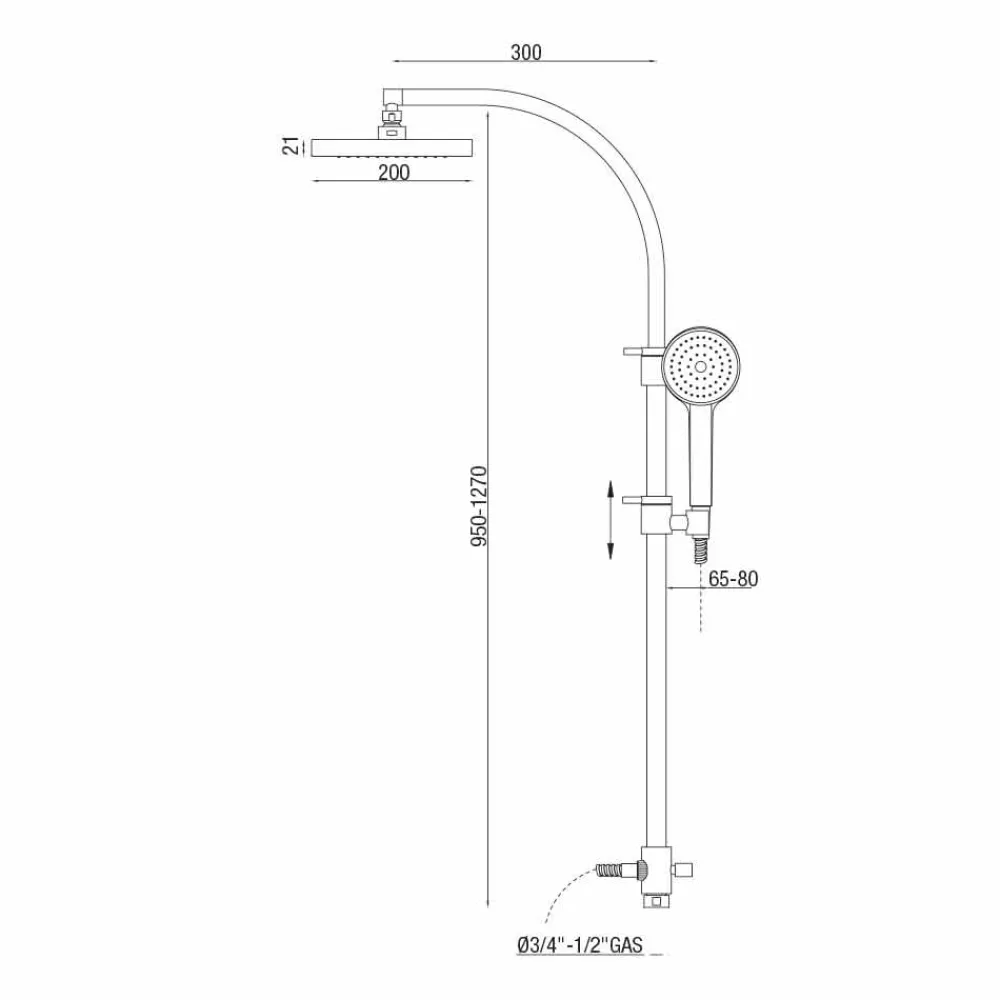 Viadurini Taps Duschsäulen-Duschsäule mit Umsteller und quadratischem Duschkopf Made in Italy - Silber