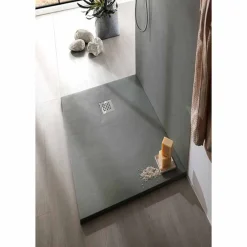 Viadurini Bathroom Rechteckige Duschwannen-Duschwanne aus Harz mit Betoneffekt 140x90 Modernes Design - Cupio