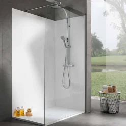 Viadurini Bathroom Rechteckige Duschwannen-Duschwanne aus rechteckigem Harz mit weißem Samteffekt 140 x 80 cm - Estimo