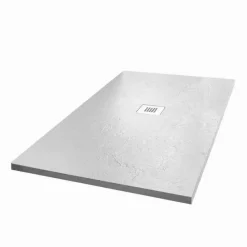 Viadurini Bathroom Rechteckige Duschwannen-Duschwanne aus Schiefer-Effektharz 120x70 mit Stahlgitter - Sommo