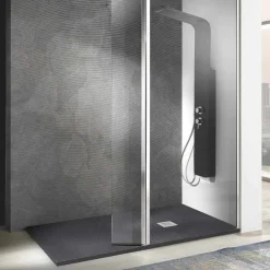 Viadurini Bathroom Rechteckige Duschwannen-Duschwanne 170x70 aus Stein-Effekt-Harz mit Stahlgitter - Domio