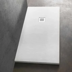 Viadurini Bathroom Rechteckige Duschwannen-Duschwanne 140x70 aus Stein-Effekt-Harz mit Stahlgitter - Domio