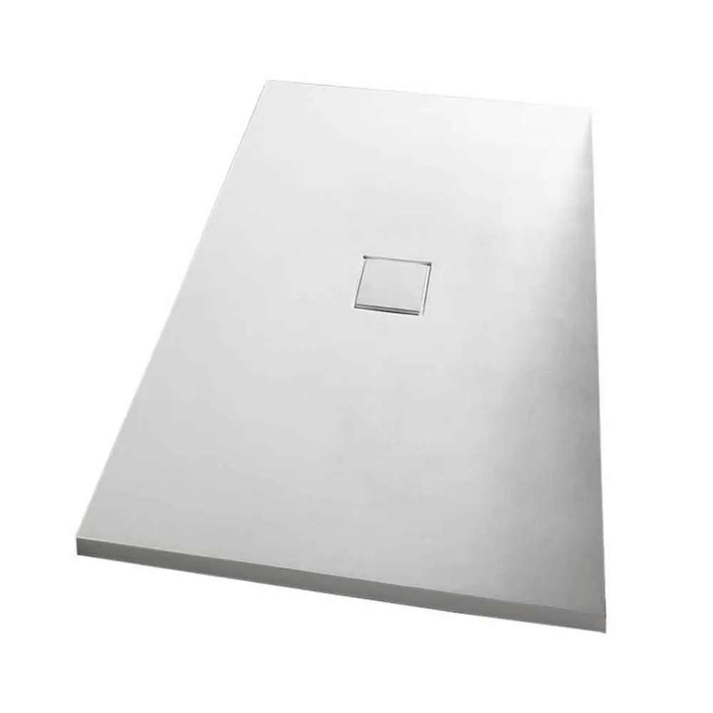 Viadurini Bathroom Rechteckige Duschwannen-Duschwanne 160x80 cm aus weißem Harz mit Ablauf und Abdeckung - Estimo