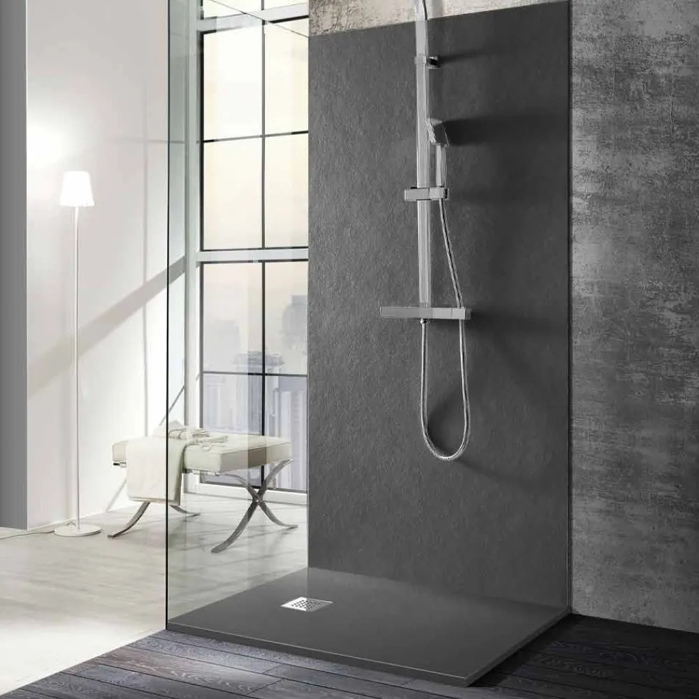 Viadurini Bathroom Rechteckige Duschwannen-Duschwanne 100x80 in Resin Stone Effect Finish Modernes Design - Domio