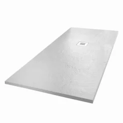 Viadurini Bathroom Rechteckige Duschwannen-Duschwanne 160x70 Modernes Design in Schiefer-Effekt aus weißem Harz - Sommo