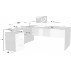 Viadurini Design Design Schreibtische-Eckiger Schreibtisch aus Melaminholz 2 Ausführungen - Analuisa