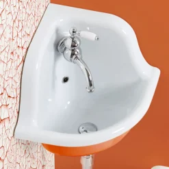 Viadurini Bathroom Vintage Waschbecken|Farbige Waschbecken-Eckiges Wandwaschbecken aus weißer und farbiger Keramik 42 cm - Angelino