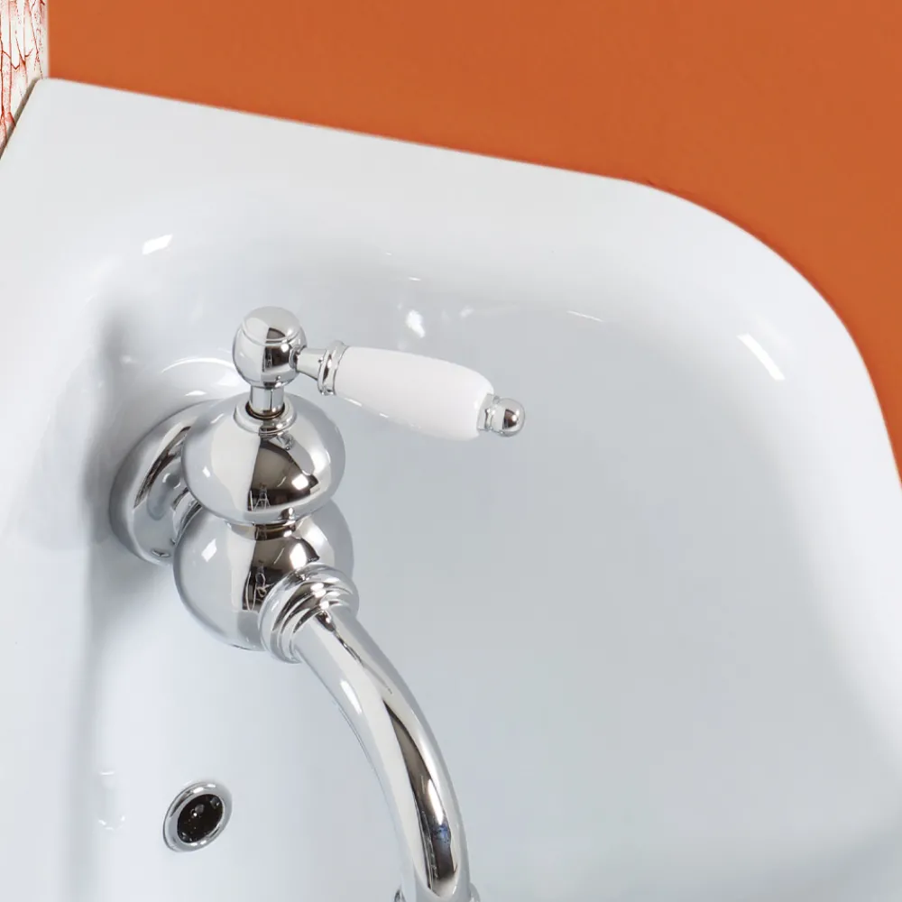 Viadurini Bathroom Vintage Waschbecken|Farbige Waschbecken-Eckiges Wandwaschbecken aus weißer und farbiger Keramik 42 cm - Angelino