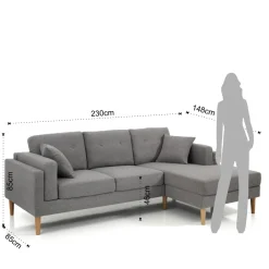 Viadurini Living Moderne Sofas-Ecksofa aus Stoff und Holz – Germanium