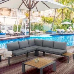 Viadurini in the Garden Garten Lounge Set-Ecksofa mit Couchtisch für draußen und drinnen aus Aluminium – Mettre