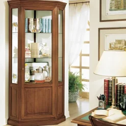 Viadurini Classic Vitrinen-Eckvitrine mit 1 Tür und 2 Glasböden, hergestellt in Italien – Denka