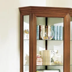 Viadurini Classic Vitrinen-Eckvitrine mit 1 Tür und 2 Glasböden, hergestellt in Italien – Denka