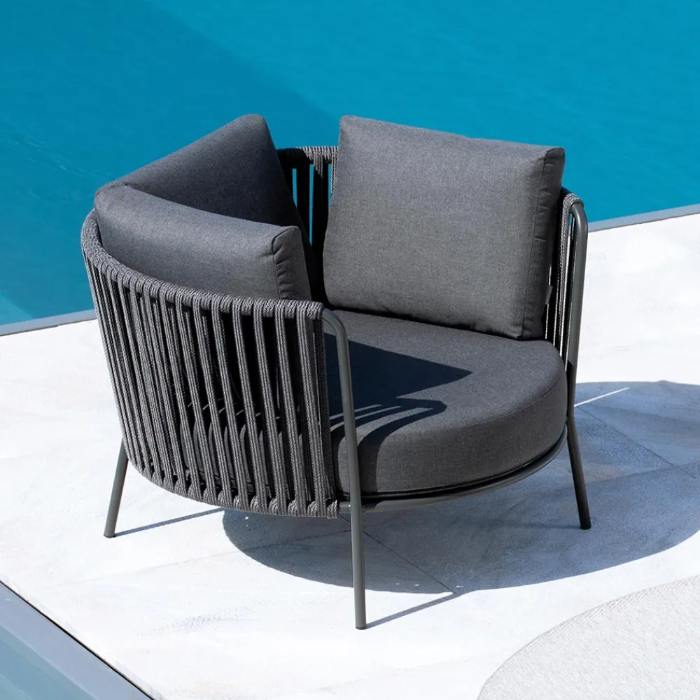 Viadurini in the Garden Metallsessel-Edelstahl-Gartensessel mit Seilrückenlehne - Luxura