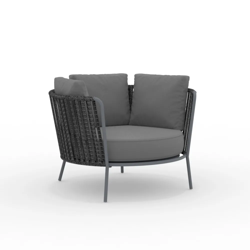 Viadurini in the Garden Metallsessel-Edelstahl-Gartensessel mit Seilrückenlehne - Luxura