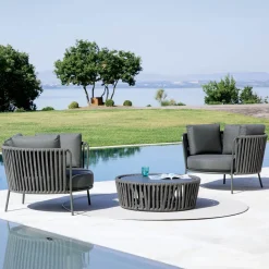 Viadurini in the Garden Metallsessel-Edelstahl-Gartensessel mit Seilrückenlehne - Luxura