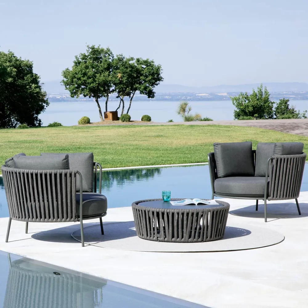 Viadurini in the Garden Metallsessel-Edelstahl-Gartensessel mit Seilrückenlehne - Luxura