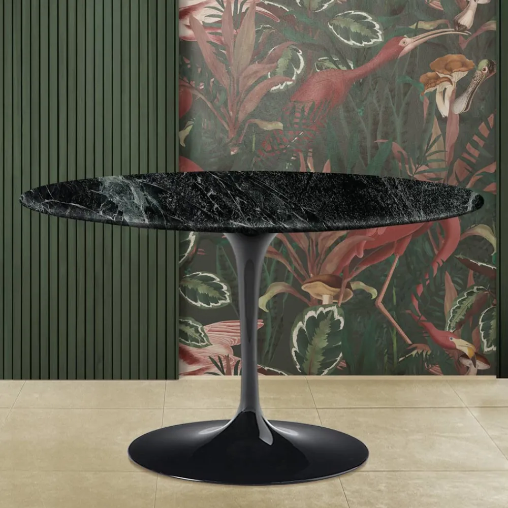 Viadurini Living Tulip Tische|Runde Tische-Eero Saarine Tulip Tisch H 74 mit runder Platte aus Verde Alpi Marmor - Scharlachrot