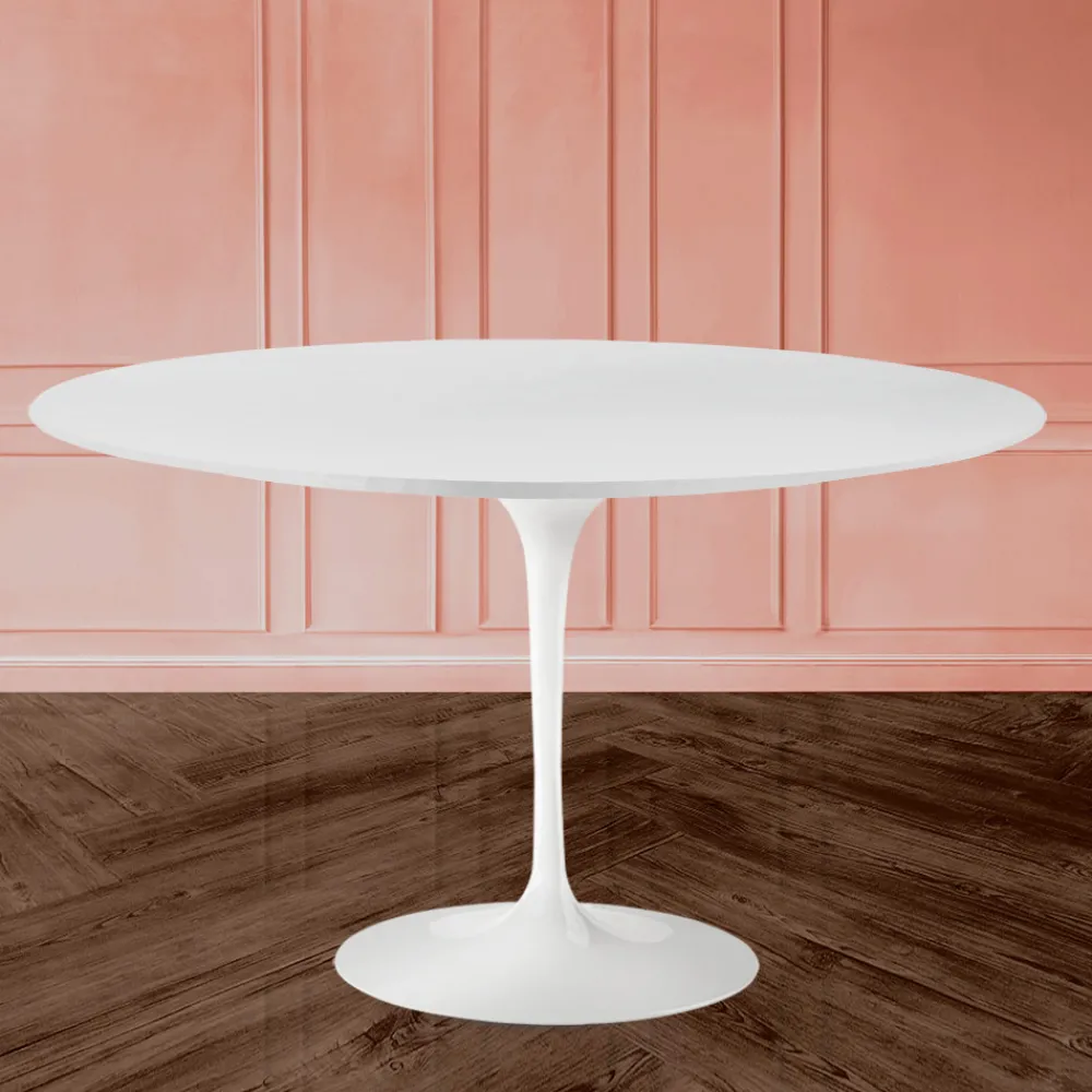 Viadurini Living Tulip Tische|Esstisch Oval-Eero Saarinen H 74 Oval Tulip Tisch aus weißem Flüssiglaminat Made in Italy - Scharlachrot