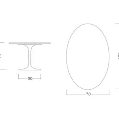 Viadurini Living Tulip Tische|Esstisch Oval-Eero Saarinen H 74 Oval Tulip Tisch aus weißem Flüssiglaminat Made in Italy - Scharlachrot