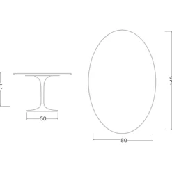 Viadurini Living Tulip Tische|Esstisch Oval-Eero Saarinen H 74 Oval Tulip Tisch aus weißem Flüssiglaminat Made in Italy - Scharlachrot