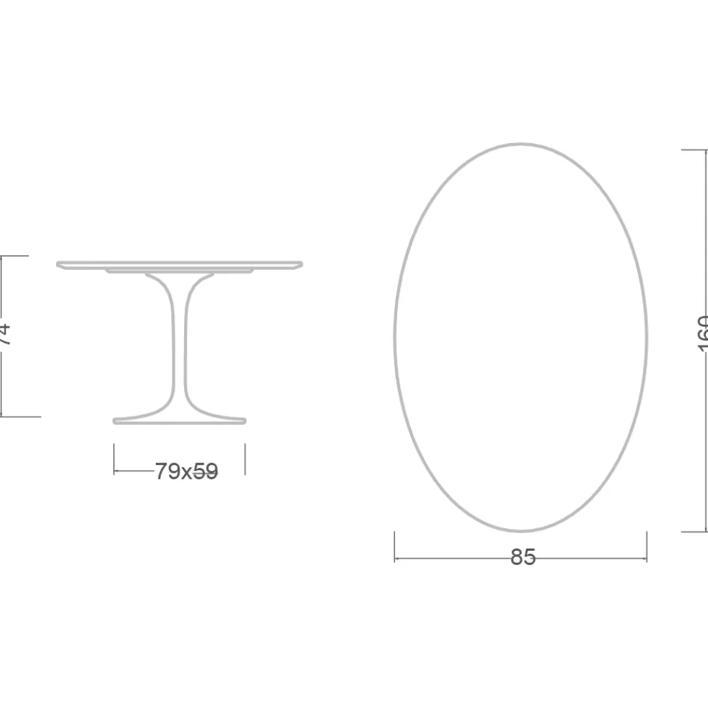 Viadurini Living Tulip Tische|Esstisch Oval-Eero Saarinen H 74 Oval Tulip Tisch aus weißem Flüssiglaminat Made in Italy - Scharlachrot