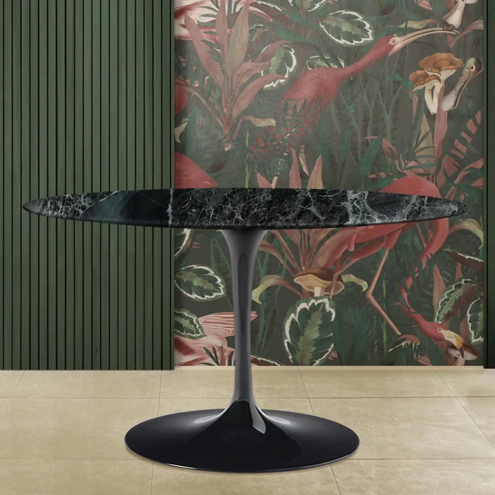 Viadurini Living Tulip Tische|Esstisch Oval-Eero Saarinen H 74 Ovaler Tulpentisch aus grünem Alpi-Marmor Made in Italy - Scharlachrot