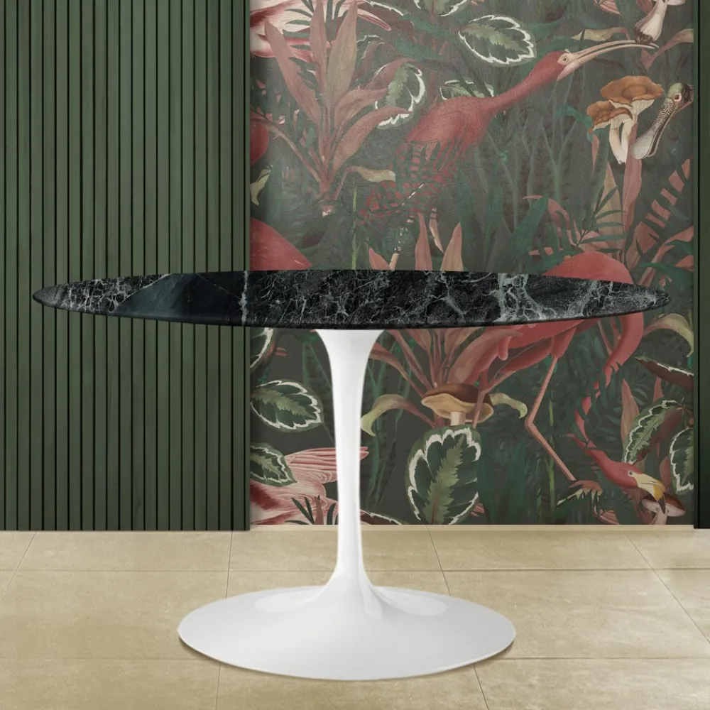 Viadurini Living Tulip Tische|Esstisch Oval-Eero Saarinen H 74 Ovaler Tulpentisch aus grünem Alpi-Marmor Made in Italy - Scharlachrot