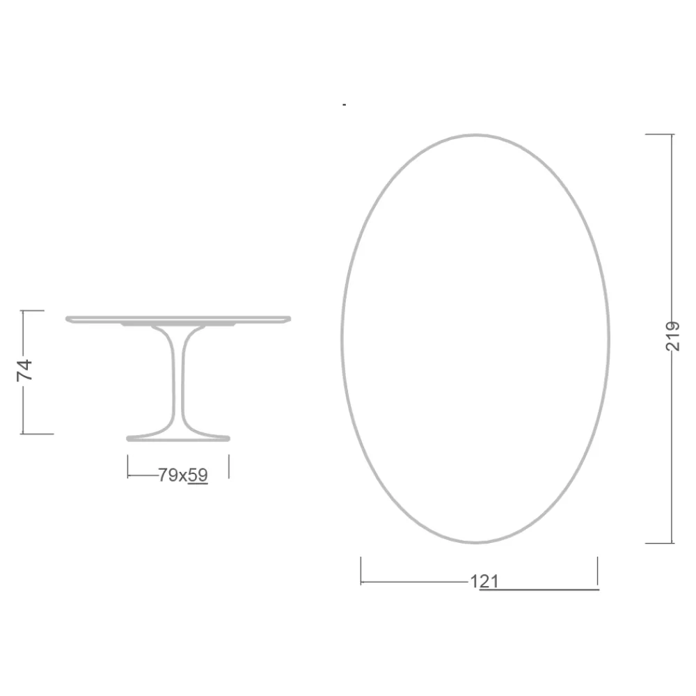 Viadurini Living Tulip Tische|Esstisch Oval-Eero Saarinen H 74 Ovaler Tulpentisch aus grünem Alpi-Marmor Made in Italy - Scharlachrot