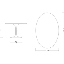 Viadurini Living Tulip Tische|Esstisch Oval-Eero Saarinen H 74 Ovaler Tulpentisch aus grünem Alpi-Marmor Made in Italy - Scharlachrot