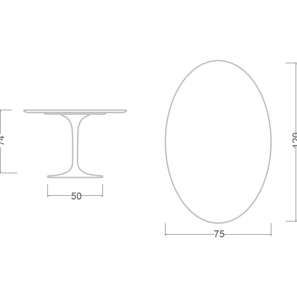 Viadurini Living Tulip Tische|Esstisch Oval-Eero Saarinen H 74 Ovaler Tulpentisch aus grünem Alpi-Marmor Made in Italy - Scharlachrot