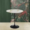 Viadurini Living Moderne Couchtische|Tulip Tische-Eero Saarinen H 52 Runder Couchtisch aus goldenem Calacatta-Marmor, hergestellt in Italien – Scarlet