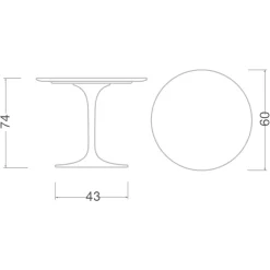 Viadurini Living Tulip Tische|Runde Tische-Eero Saarinen H 74 Runder Tulpentisch aus weißem Flüssiglaminat Made in Italy - Scharlachrot