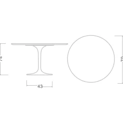 Viadurini Living Tulip Tische|Runde Tische-Eero Saarinen H 74 Runder Tulpentisch aus weißem Flüssiglaminat Made in Italy - Scharlachrot
