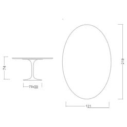 Viadurini Living Tulip Tische|Esstisch Oval-Eero Saarinen Tisch H 74 mit ovaler Platte aus goldenem Calacatta-Marmor Made in Italy - Scharlachrot