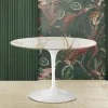 Viadurini Living Tulip Tische|Runde Tische-Eero Saarinen Tulip Tisch H 74 mit runder Platte aus Gold Calacatta Marmor - Scharlachrot