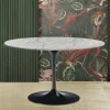 Viadurini Living Tulip Tische|Runde Tische-Eero Saarinen Tulip Tisch H 74 mit runder Platte aus Carrara Statuarietto Marmor - Scharlachrot