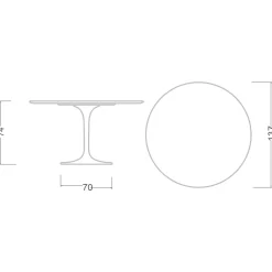 Viadurini Living Tulip Tische|Runde Tische-Eero Saarinen Tulip Tisch H 74 mit runder Platte aus Carrara Statuarietto Marmor - Scharlachrot