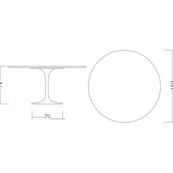 Viadurini Living Tulip Tische|Runde Tische-Eero Saarinen Tulip Tisch H 74 mit runder Platte aus Carrara Statuarietto Marmor - Scharlachrot