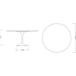 Viadurini Living Tulip Tische|Runde Tische-Eero Saarinen Tulip Tisch H 74 mit runder Platte aus Carrara Statuarietto Marmor - Scharlachrot