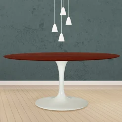 Viadurini Living Tulip Tische|Esstisch Oval-Eero Saarinen Tulip Tisch H 74 Oval in Palisander gebeizt Eiche Made in Italy - Scharlachrot